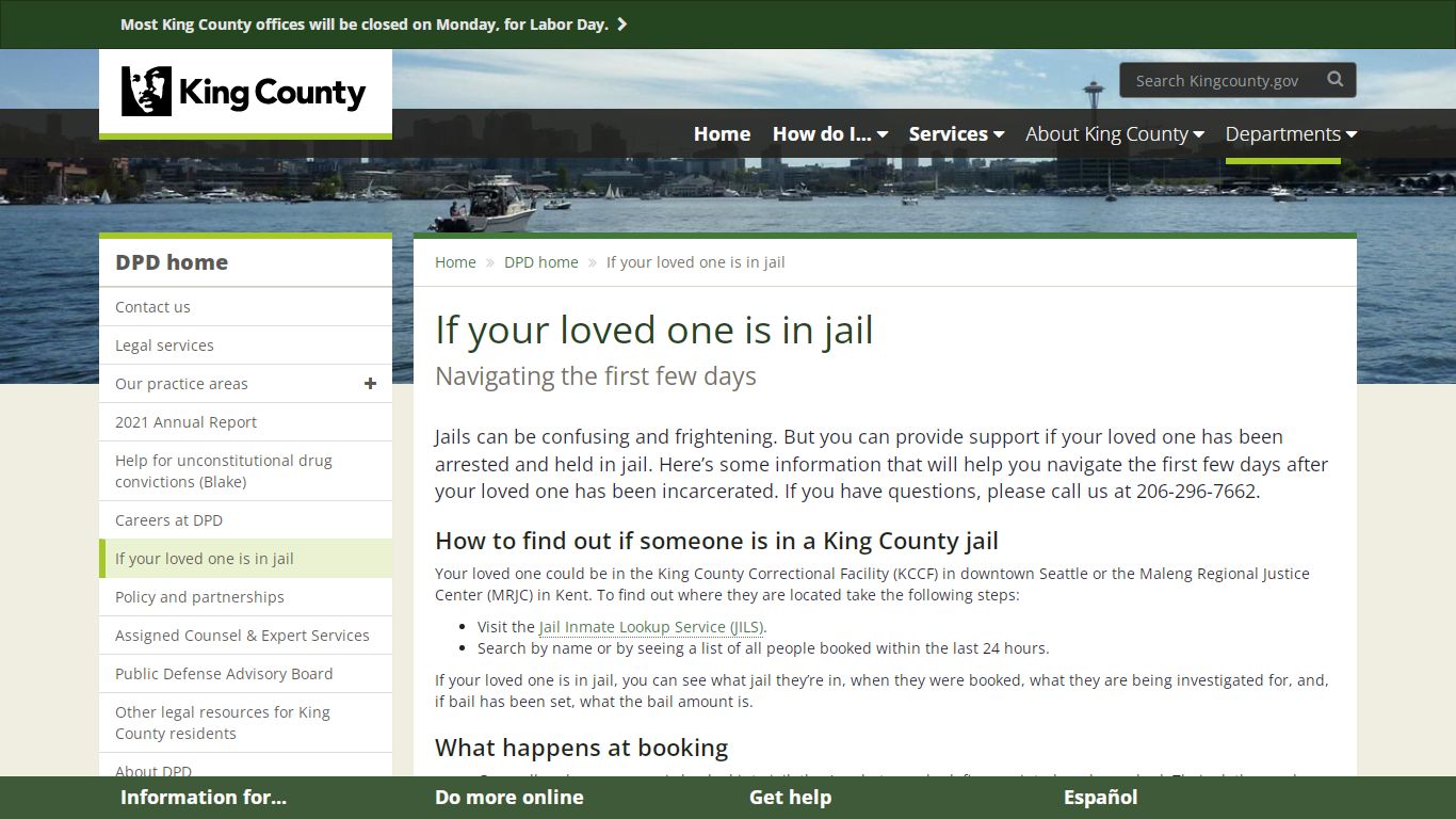 If your loved one is in jail - King County